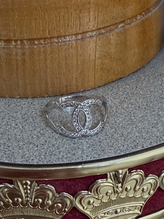 Solid Real 14K white Gold Designer look Ring with CZ stones size 8 - Picture 5 of 11